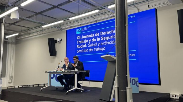 Ayer tuve el placer de presentar la ponencia de Jesús Gomez Esteban, magistrado de la Sala de lo Social del Tribunal Superior de Justicia de Cataluña, titulada “Discriminación por salud de la persona trabajadora y extinción del contrato de trabajo. De la incapacidad temporal a la ‘enfermedad-condición de salud’. Respuesta judicial”, en el marco de la XII Jornada de Derecho del Trabajo y de la Seguridad Social: “Salud y extinción del contrato de trabajo”, organizada por los Estudis de Dret i Ciència Política de la Universitat Oberta de Catalunya.