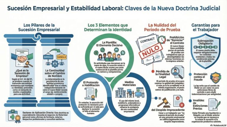Gema de jurisprudencia | Sucesión empresarial en notarías: continuidad organizativa y límites al periodo de prueba