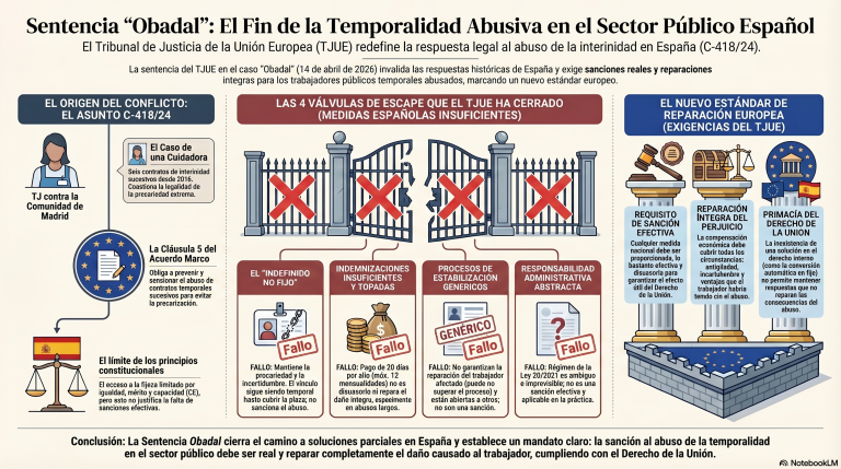 Gemas de Jurisprudencia | Caso Obadal: el estándar europeo de sanción y reparación y la reordenación del problema jurídico del abuso de temporalidad en el sector público español